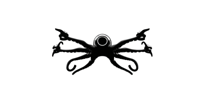 Stylized black octopus graphic