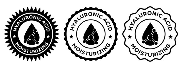 Hyaluronic Acid Moisturizing Badge Skincare Hydration Beauty Label Icon