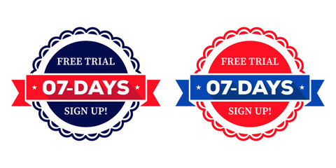 Free Trial Seven Days Badge Promotional Sign Up Offer Label