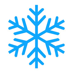 Bright blue snowflake icon with detailed symmetrical geometric design suitable for winter season decoration or holiday themes
