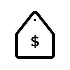 A house illustrated with a dollar sign line art icon illustration design