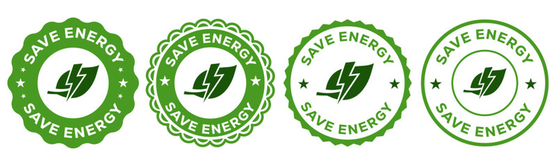 Save Energy Badge Eco Friendly Green Power Conservation Seal Icon