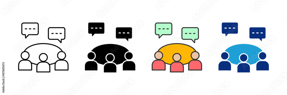 Poster discussion icon set multiple style collection