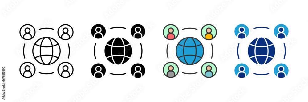 Aufkleber connection icon set multiple style collection