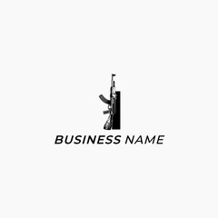 design logo creative letter I and ak 47 weapon