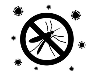 Mosquito prevention vector illustration, stop insect sign, no mosquitoes symbol for public health awareness, disease control, safety education campaigns, medical awareness graphics
