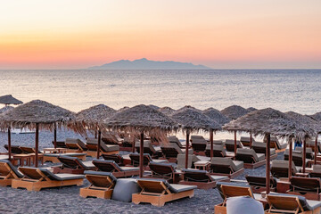 beach chairs and umbrellas