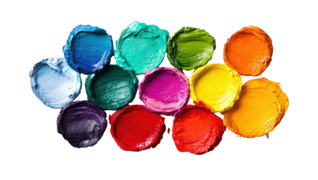 Abstract cluster of colorful paint swatches