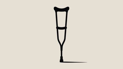 A simple graphic illustration of a black crutch against a plain light beige colored background