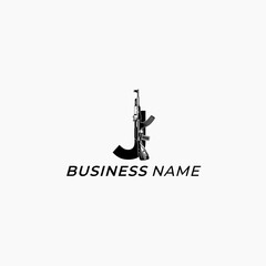 Obraz premium design logo creative letter J and ak 47 weapon