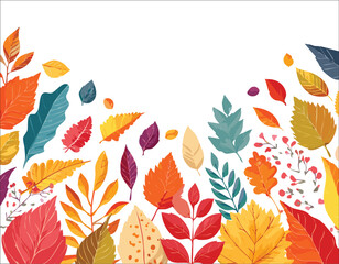 Obraz premium Autumn abstract colorful Background. Fall season and Thanksgiving theme. Editable vector templates with leaves and geometric pattern. Nature elements for poster, banner, cover, card, Sale, advertising