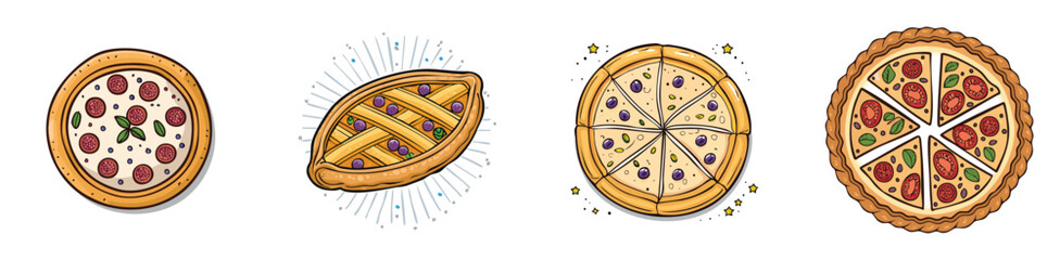 Turkish Pide vector icon collection with clean lines and modern minimal style.