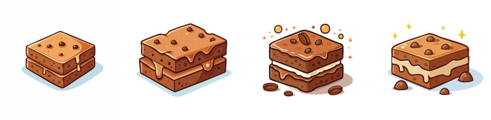 Chocolate Brownies vector illustration set featuring detailed, colorful design elements.