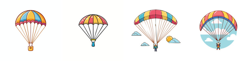 Obraz premium paragliding vector illustration set featuring detailed, colorful design elements.