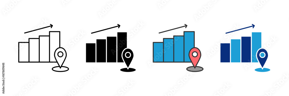 Poster journey map icon set multiple style collection