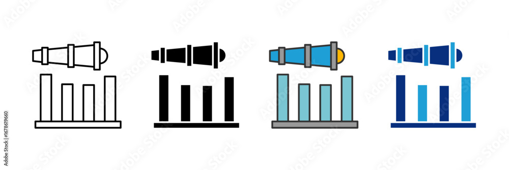 Poster long view icon set multiple style collection