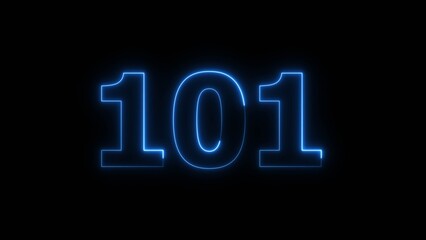Abstract beautiful blue neon 101 number illustration background 4K.