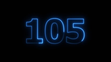 Abstract beautiful blue neon 105 number illustration background 4K.