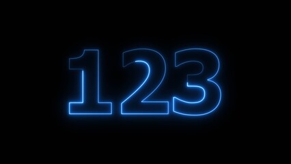 Abstract beautiful blue neon 123 number illustration background 4K.