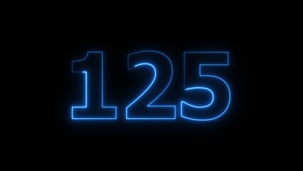 Abstract beautiful blue neon 125 number illustration background 4K.