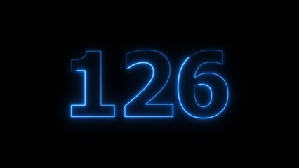 Abstract beautiful blue neon 126 number illustration background 4K.