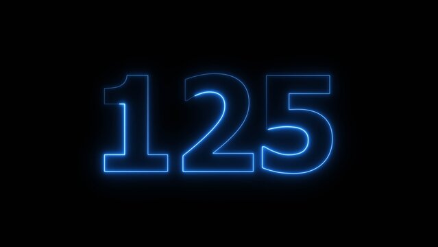 Abstract beautiful blue neon 125 number illustration background 4K.