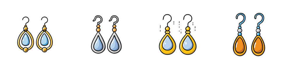 earring vector pack in contemporary style with balanced composition.