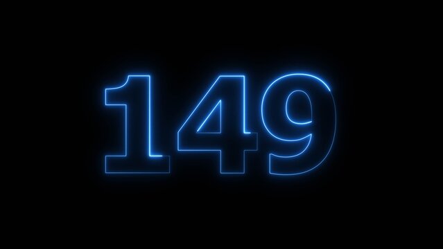 Abstract beautiful blue neon 149 number illustration background 4K.