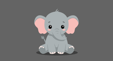 Adorable baby elephant with big ears sitting and looking forward with a sweet expression