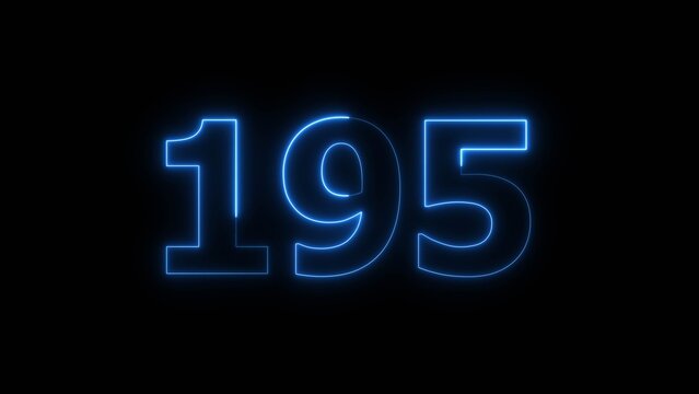 Abstract beautiful blue neon 195 number illustration background 4K.