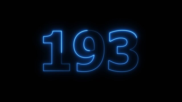 Abstract beautiful blue neon 193 number illustration background 4K.