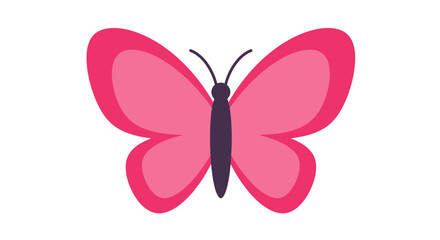 Vibrant pink butterfly with delicate wings and antennae isolated on a clean white background