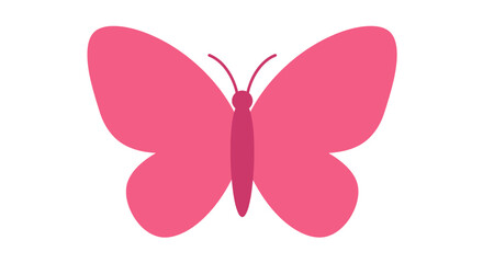 Simple and elegant pink butterfly illustration with delicate antennae and symmetrical wings on a white background