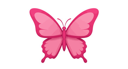 Vibrant pink butterfly with intricate wing patterns isolated on a clean white background