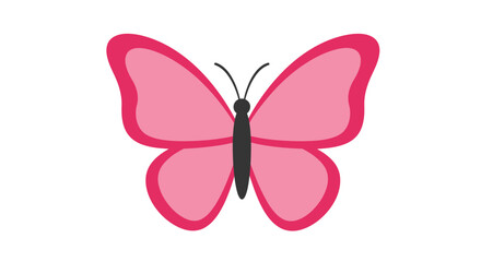 Vibrant pink butterfly with delicate wings and antennae isolated on a white background