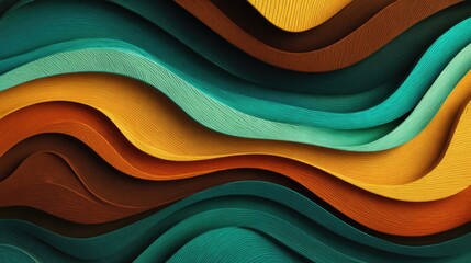 Abstract wavy layers of warm and cool colors