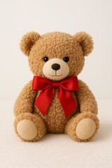 Obraz premium Teddy Bear with Red Bow on Neck