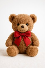 Obraz premium Teddy Bear with Red Bow on Neck