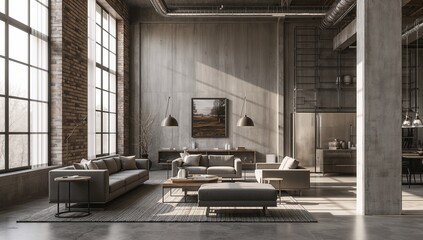 A large, open living room with a modern design
