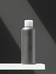 Minimalistic bottle of men's skin and hair care product for branding and packaging. Mockup