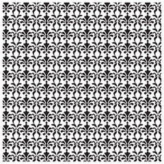 Seamless black and white floral damask silhouette pattern, vector illustration.