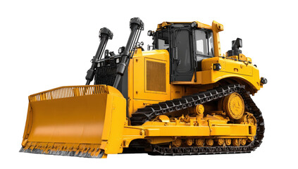 Obraz premium Front view of a large yellow bulldozer