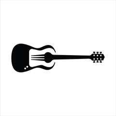 Silhouette of an acoustic guitar with a stylized body and headstock representing music and sound