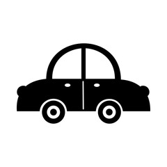 Black and white simple car clipart, isolated cartoon transport. Vector illustration