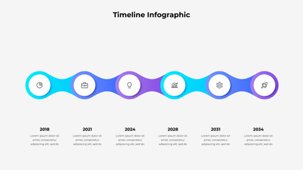 Creative infographic showcasing a timeline with key milestones, representing progress, innovation, and achievement through a visually appealing design and illustrative icons
