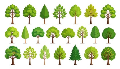 Fototapeta premium Variety of trees illustration