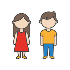 Girl and boy children icon. Presschool Kids. Vector illustration