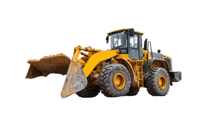 Yellow bulldozer on black background