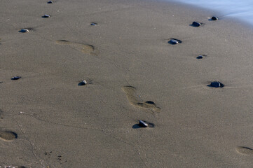 Sandy Footprints Leading to the Sea in Cyprus