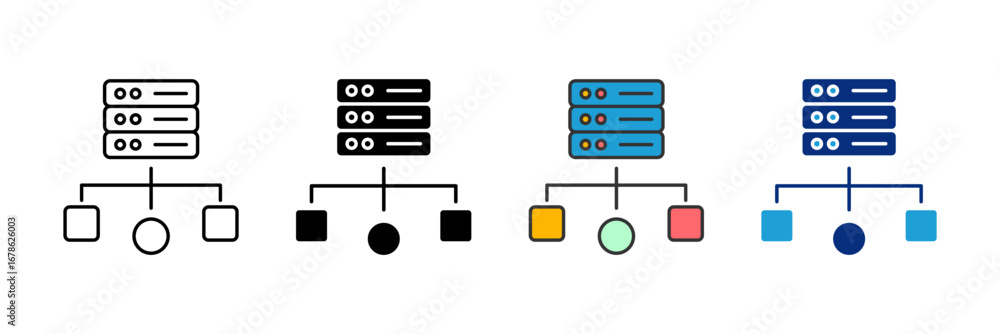 Poster data flow icon set multiple style collection